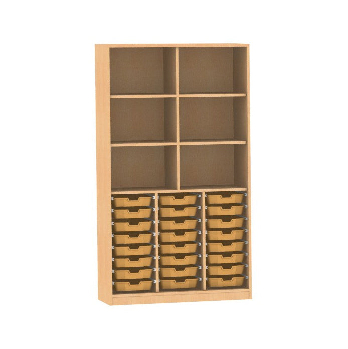 Materialschrank Holz Buche Dekor für Kindergarten Kita Kinderkrippe Türen für 24 CS1 Boxen oder 12 CS2 Boxen