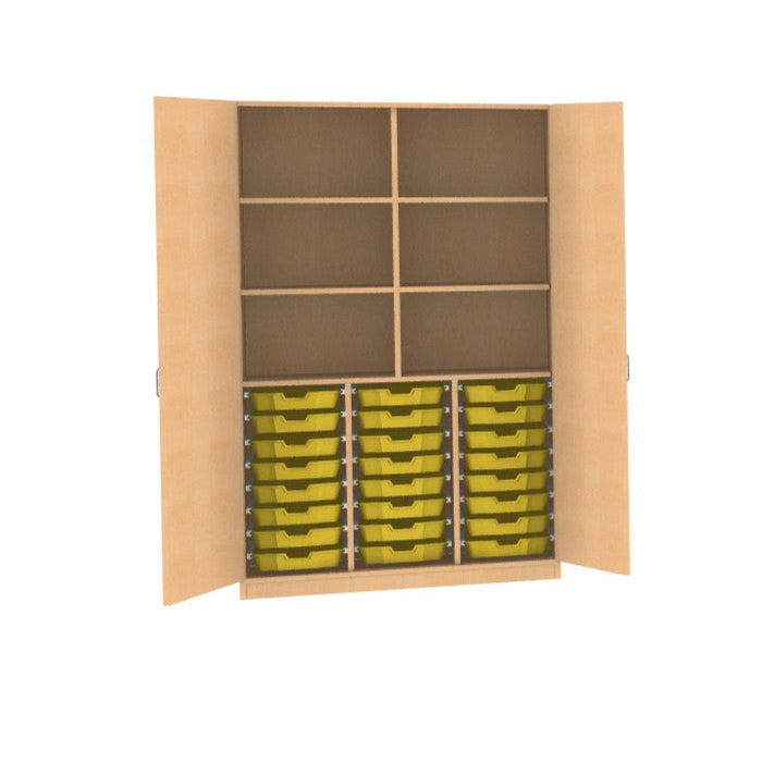 Materialschrank Holz Buche Dekor für Kindergarten Kita Kinderkrippe Türen für 24 CS1 Boxen oder 12 CS2 Boxen