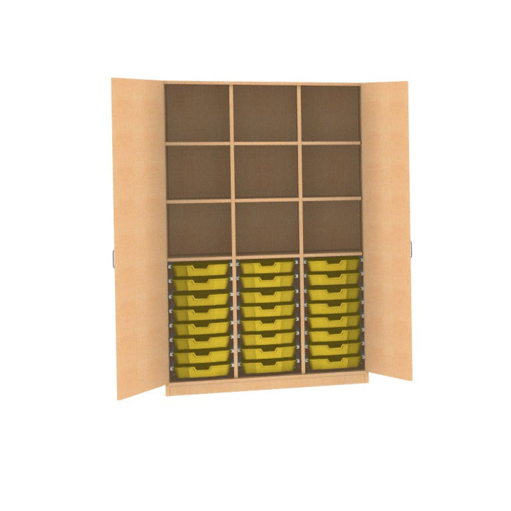 Materialschrank Holz Buche Dekor für Kindergarten Kita Kinderkrippe Türen für 24 CS1 Boxen oder 12 CS2 Boxen