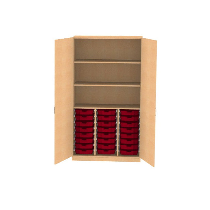 Materialschrank Holz Buche Dekor für Kindergarten Kita Kinderkrippe Türen für 24 CS1 Boxen oder 12 CS2 Boxen