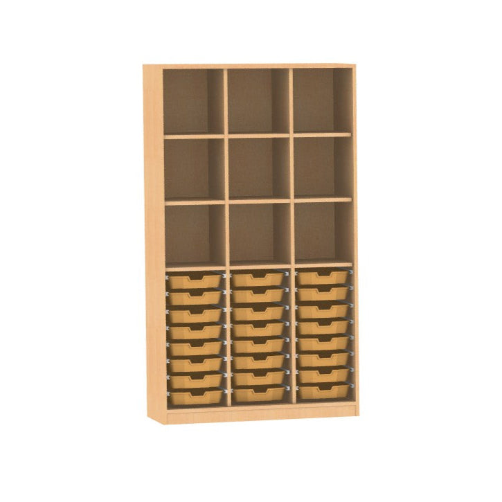 Materialschrank Holz Buche Dekor für Kindergarten Kita Kinderkrippe Türen für 24 CS1 Boxen oder 12 CS2 Boxen