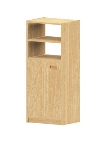 Kita Möbel Hochschrank Holz Buche Dekor Höhe 52cm mit offenem Regalteil oben und Varianten Tür  Materialkästen Schubfächer