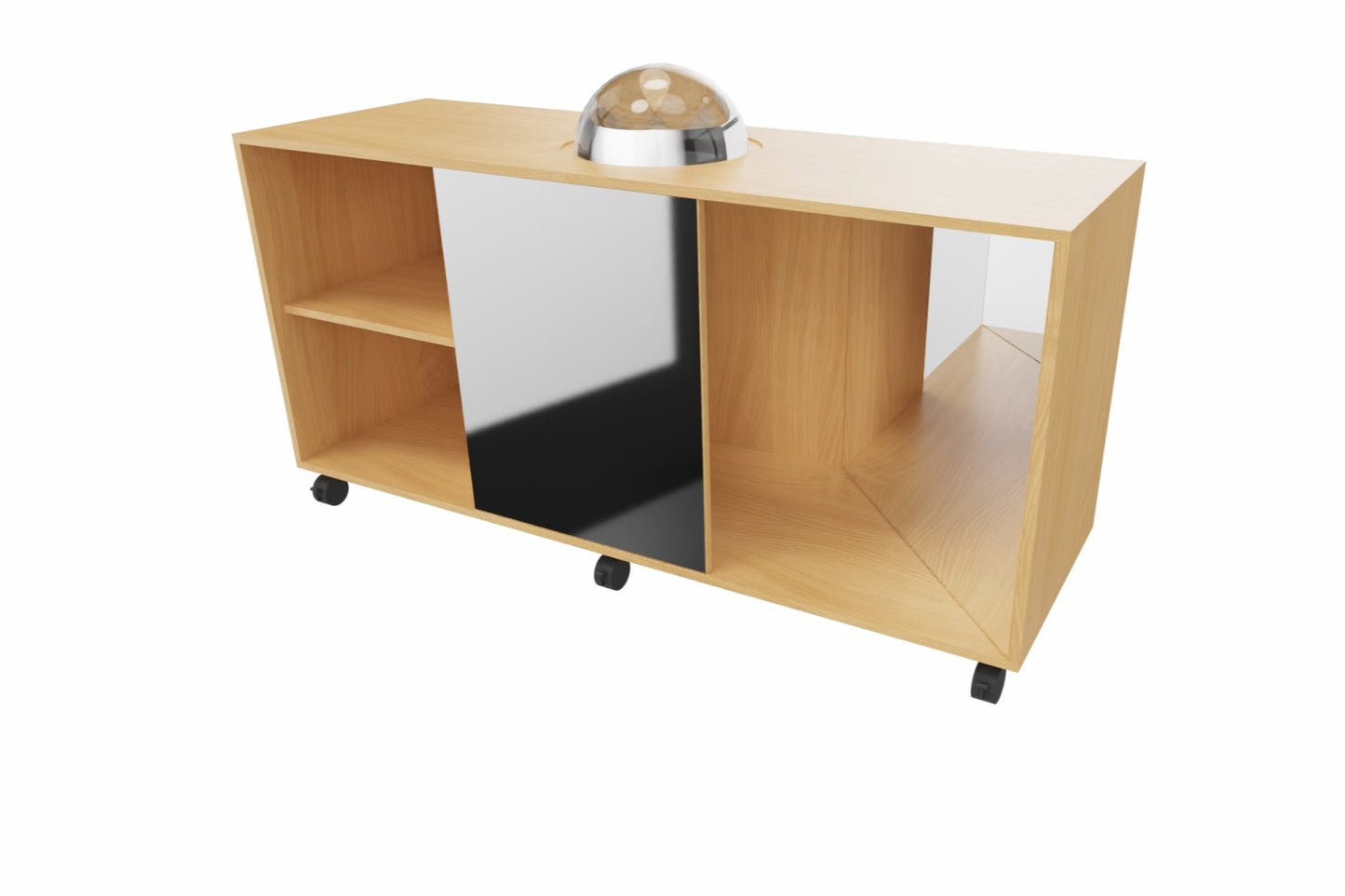 Kindergarten Möbel Entdeckerschrank Holz Buche Sicherheitsspiegel Halbkugel Plexiglas