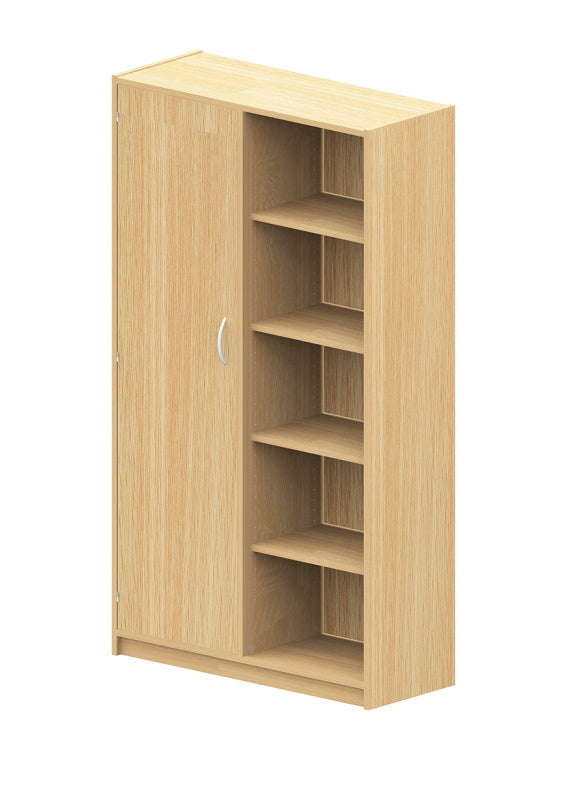 Kita Möbel Hochschrank aus Holz Buche Dekor Hell mit 1 Tür und 4 Einlegeböden