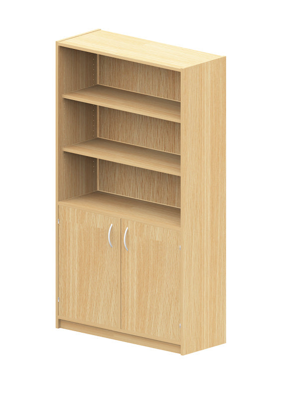 Kita Möbel Hochschrank aus Holz Dekor Buche Hell mit oben oder unten liegenden Doppeltüren und Einlegeböden