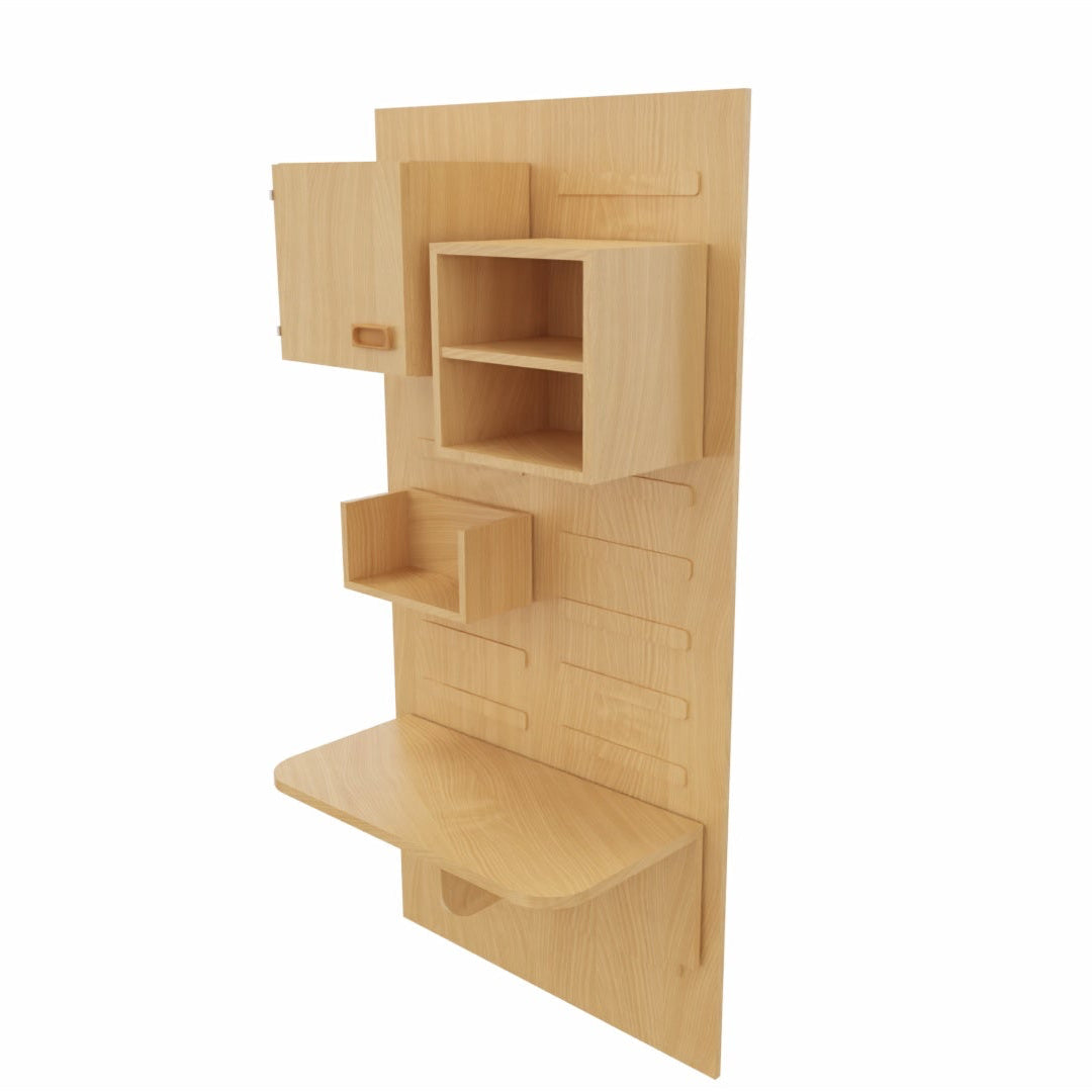 Möbel für Kindergarten aus Holz Wandarbeitsplatz ModulaMaxx zur variablen Gestaltung zum Spielen Malen oder Basteln